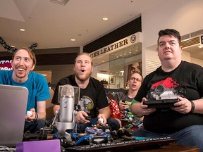 Darryl Heater, Max Major, Eric Soepboar and Dave Evans are pictured here at the 2015 Playing for Charity video gaming marathon. Two new players and a new charity have been picked for this year's event set for Nov. 25 and 26 at the Lambton Mall. (Handout/Sarnia Observer/Postmedia Network)