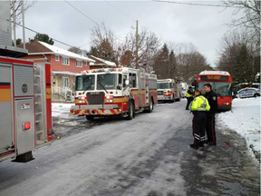 Scene at fire on Emperor Avenue near Fisher Avenue Tuesday (Ottawa Fire Services)