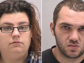 A Connecticut couple is accused of having sex in their car while parked in a McDonald’s parking lot and while a six-year-old kid sat in the back seat. (Police handout)