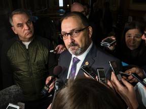 Liberal MPP and Energy Minister Glenn Thibeault talks to media at Queen's Park in Toronto on Tuesday November 22, 2016. (Craig Robertson/Toronto Sun)