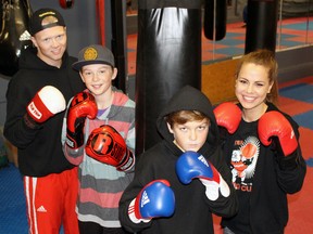 From left, Nolan Evans, Ashton Lavallee, Brecken Lavallee and Justine Honsinger competed at Golden Gloves, Boxing Ontario's provincial championships. All four Bluewater Boxing Club members live in Sarnia. (Terry Bridge/Sarnia Observer)