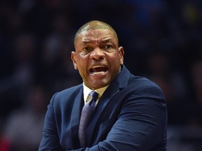 L.A. Clippers head coach Doc Rivers says that the NBA’s competition committee talks often about the replay rules. (HARRY HOW/Getty Images)