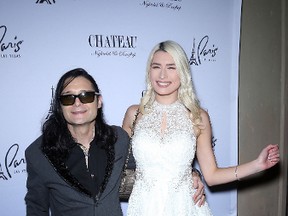 Corey Feldman and fiancee Courtney Anne Mitchell at Chateau Nightclub & Rooftop in Las Vegas November 20, 2016. (Judy Eddy/WENN.com)