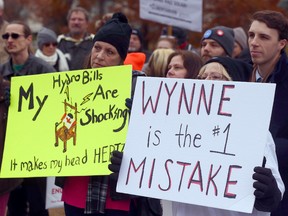 Protesters complain about soaring hydro rates at Queen's Park on Wednesda,y November 23, 2016. (Dave Abel/Toronto Sun)