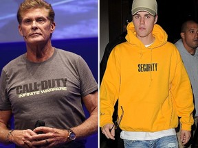 David Hasselhoff and Justin Bieber. (WENN.COM)