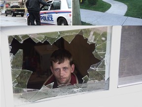 Top right: A police officer at the scene of a Nov. 19 shooting near Richmond and Carling streets. Top left: Police tape cordons off an apartment where a man was shot on Aug. 24. Bottom: Jeff Hall looks out the basement window of his Marconi Boulevard home that was shattered by a shotgun blast on Oct. 8