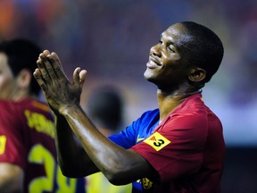 Spanish prosecutors are seeking a 10-year prison term for former Barcelona striker Samuel Eto'o for alleged tax crimes. (Manu Fernandez/AP Photo/Files)