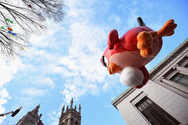 The Red Bird of the Angry Birds floats through the 90th Annual Macy's Thanksgiving Day Parade on November 24, 2016 in New York City.  (Photo by Michael Loccisano/Getty Images)