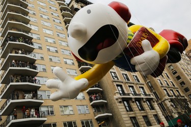 NEW YORK, NY - NOVEMBER 24: The Diary of a Wimpy Kid balloon floats down Central Park West during the 90th Macy's Annual Thanksgiving Day Parade on November 24, 2016 in New York City.  Security was tight in New York City on Thursday for Macy's Thanksgiving Day Parade after ISIS called supporters in the West to use rented trucks in attacks as similar as the ones operated in France this summer where at least 86 people were killed.(Photo by Eduardo Munoz Alvarez/Getty Images)