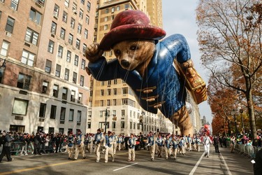 The Paddington Bear balloon floats down Central Park West during the 90th annual Macy's Thanksgiving Day Parade on November 24, 2016 in New York.  (KENA BETANCUR/AFP/Getty Images)