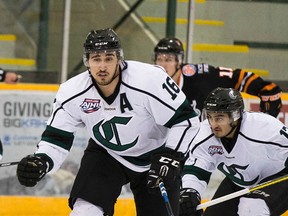 Tyler Matlby, left, has signed a letter of intent to join the Arizona State University hockey program but is working to meet academic requirements this year. (Greg Southam)