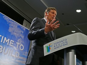 Toronto Mayor John Tory speaks at the Toronto Board of Trade in Toronto on Thursday November 24, 2016. Dave Abel/Toronto Sun/Postmedia Network