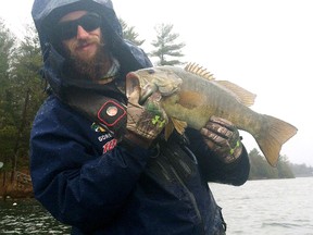 Frank Clark's son, Frank, shows off a Gore Tex suit and a nice bass. He also has several other items on this year's wish list, including a Buff, auto inflatable PFD, and Under Armour gloves. Photo supplied.