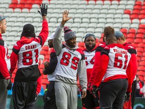 The Stampeders do their walkthrough ahead of the Grey Cup game at BMO Field in Toronto on Saturday, Nov. 26, 2016. (Ernest Doroszuk/Toronto Sun)