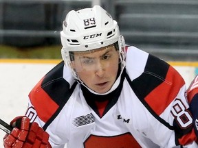 Sasha Chmelevski scored the game-winning goal for the Ottawa 67's in his team's 4-3 win over the Owen Sound Attack in Ontario Hockey League action Sunday at TD Place in Ottawa. Chmelevski was drafted in 2015 by Sarnia but dealt to the 67's near last season's trade deadline. Sarnia Observer/Postmedia Network