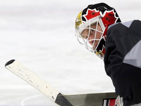 Ottawa Senators goalie Craig Anderson during practice at Canadian Tire Centre in Ottawa on Nov 23, 2016. (Tony Caldwell/Postmedia)