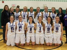 The Lo-Ellen Park Knights senior girls basketball team poses with their OFSAA bronze medals in Timmins on Saturday. Special to The Star
