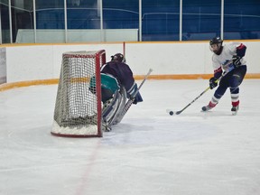 The bantam Chinooks breezed past the Crowsnest Pass Thunder on Saturday for a comfortable win, 7-1. | Caitlin Clow photo/Pincher Creek Echo