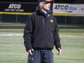 Stony Plain Bombers coach Jerry Fearon was born deaf, but that hasn't stopped him from playing and coaching football for most of his life. - Photo by Mitch Goldenberg, Reporter/Examiner