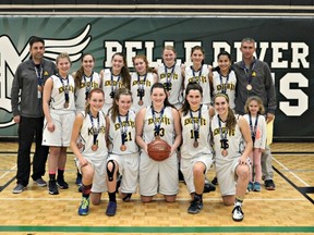 The La Salle Black Knights finished third at the Ontario senior girls AA basketball championship in Belle River on Saturday. (Photo courtesy of OFSAA)