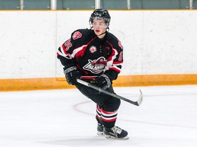 Defenceman Brody Cross scored 1:13 into overtime to give the Gananoque Islanders a 2-1 win over the Picton Pirates in a Provincial Junior Hockey League game Sunday night in Gananoque. (The Whig-Standard)