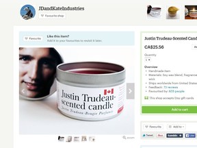 J.D. and Katie Dobson are selling three unique candles that claim to smell like world leaders such as Justin Trudeau. (Screen Capture)