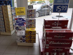 Beer is on display inside a store in Drummondville, Que., on July 23, 2015.  (THE CANADIAN PRESS/Ryan Remiorz)