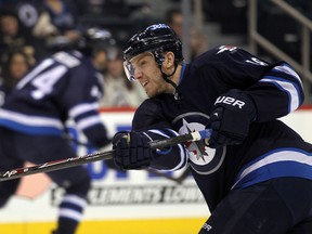 Bryan Little returns to the Jets lineup on Tuesday night, centering a line with Blake Wheeler and Drew Stafford. (Brian Donogh/Winnipeg Sun file photo)