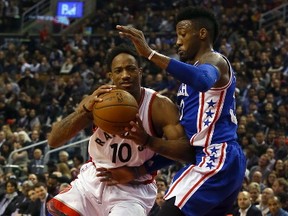 DeMar DeRozan had an off night against the Sixers on Monday, but his teammates are playing so well that it didn't matter. Dave Abel/Postmedia