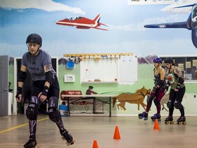 Celia Ste Croix practices with the Whitecourt Hot Rollers roller derby team, who have been working on their skills in the Air Cadets building for about two months now, after an initial meeting in September. Through fundraisers, the team hopes to have their first match in June or July at the Scott Safety Centre.

Hannah Lawson | Whitecourt Star