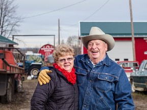 John Baxter and his wife Mabel Baxter stand on their farm, Wipple Tree Ranch, along West Mountain Road in Woodlands County on Nov. 16, 2016.

Hannah Lawson | Whitecourt Star