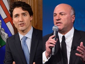Prime Minister Justin Trudeau, left, and Kevin O'Leary. (Canadian Press and Postmedia Network files)