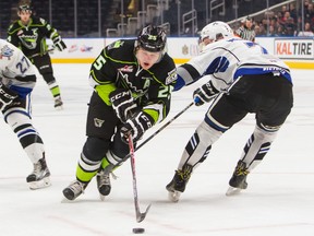 Lne Bauer led the Oil Kings offence in the final game of their road trip, withb two goals against the Kootenay Ice. (Amber Bracken)