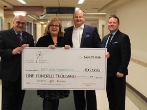 Great-West Life, London Life and Canada Life donated $100,000 to the NEO Kids Foundation. Supplied photo