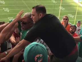 A brawl at the Nov. 27 Miami Dolphins-San Francisco 49ers game. (YouTube screen grab)