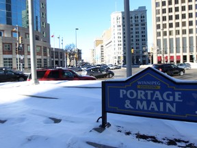 Portage and Main could reopen to pedestrians sooner than you might think, Mayor Brian Bowman said Wednesday. (KEVIN KING/WINNIPEG SUN FILE PHOTO)