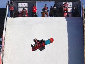 Mark McMorris of Canada competes during the qualification for the FIS Snowboard World Cup Big Air event at Alpensia Ski Jumping Centre in Pyeongchang, 150 km east of Seoul on Nov. 25, 2016. (AFP PHOTO/JUNG YEON)