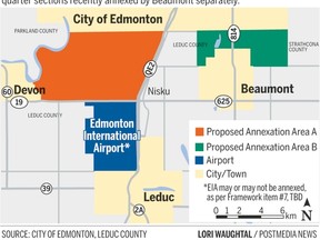 Edmonton-Leduc-Beaumont annexation map.