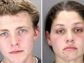 Jacob Davis, 27, and Tamara Bruce, 32, were charged with reckless child endangerment after reportedly being found passed out in a car with their two children inside. (Screen Capture)