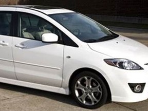 The driver of a stolen 2007 Mazda 5 Wagon similar to this veered into a bus shelter near Pembina Highway and Southpark Drive on Oct. 25, critically injuring a 63-year-old man. On Thursday, Winnipeg police issued a request for public assistance in tracking down the driver. (WINNIPEG POLICE SERVICE PHOTO)