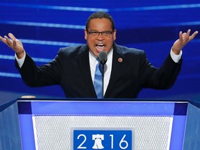 In this July 25, 2016, file photo, Rep. Keith Ellison, D-Minn., speaks during the first day of the Democratic National Convention in Philadelphia. (AP Photo/J. Scott Applewhite, File)