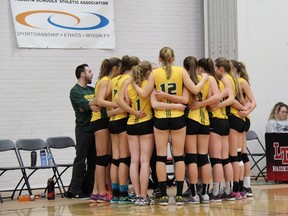 The Memorial Marauders senior girls volleyball team was unranked at the beginning of the season, then entered provincials at the 10th seed and finished the year in fifth place. - Photo supplied