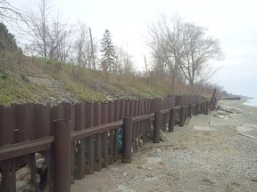 City staff are investigating repair work for another damaged stretch of seawall in Bright's Grove, this one along Old Lakeshore Road. Shoreline erosion was spotted in November along two sections of collapsed seawall. (Handout)