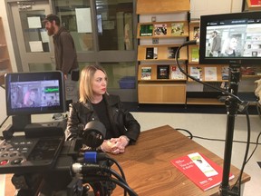 Pictured here is lead actress Laura Tremblay, playing the character “Anna”, filming a scene at C.H.S.S. (Contributed photo)