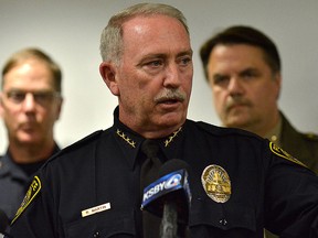 Santa Maria Police Chief Ralph Martin addresses reporters during a press conference about Operation Matador.(Len Wood/The Santa Maria Times via AP)