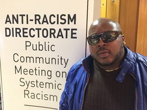 Severin Jr. Cesar Ndema-Moussa- president of the Caribbean Union of Canada- was among the community members who addressed an anti-racism directorate public meeting held in Ottawa Saturday