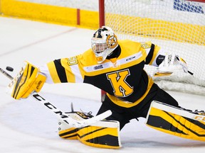Kingston Frontenacs goaltender Jeremy Helvig made 27 stops, including two on breakaways, to backstop the Fronts to a 3-2 win over the Mississauga Steelheads in Ontario Hockey League action Wednesday night in Mississauga. (Postmedia Network file photo)