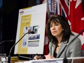 Ontario Auditor general Bonnie Lysyk answers questions about her 2016 annual report at Queen's Park in Toronto on Wednesday, November 30, 2016. THE CANADIAN PRESS/Christopher Katsarov