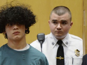 Mathew Borges, 15, attends his arraignment in Lawrence District Court in Lawrence, Mass, Monday, Dec. 5, 2016. (Paul Bilodeau/The Eagle-Tribune via AP, Pool