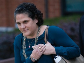 In this Tuesday, Nov. 1, 2016, file photo, University of Virginia administrator Nicole Eramo leaves federal court after closing arguments in her defamation lawsuit against Rolling Stone magazine in Charlottesville, Va. Jurors awarded Eramo $3 million Monday for her portrayal in a now-discredited Rolling Stone magazine article about the school’s handling of a brutal gang rape a fraternity house. (AP Photo/Steve Helber, File)